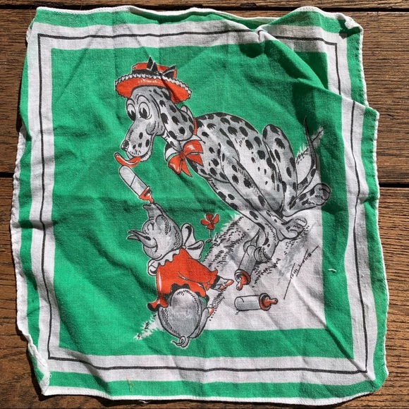 Vintage Accessories - Vintage Tom Lamb Dalmatian & Pig Handkerchief